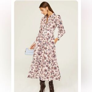 10 Crosby Derek Lam Eleanor Shirt Dress Multicolor Floral Long Sleeve